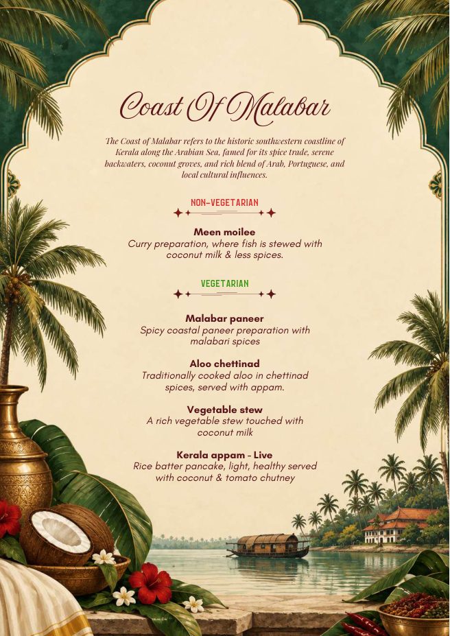 Coast of Malabar menu page